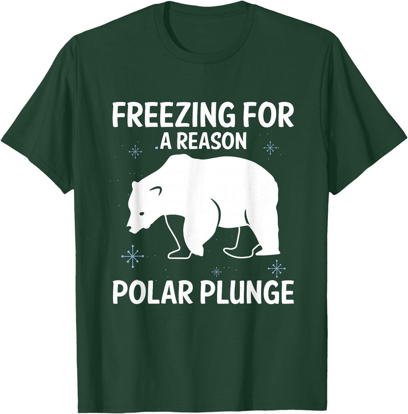 Global Warming Awareness Arctic Winter Ice Freezing For A Reason Polar Plunge Ice Bear T-Shirt - Dark Green
