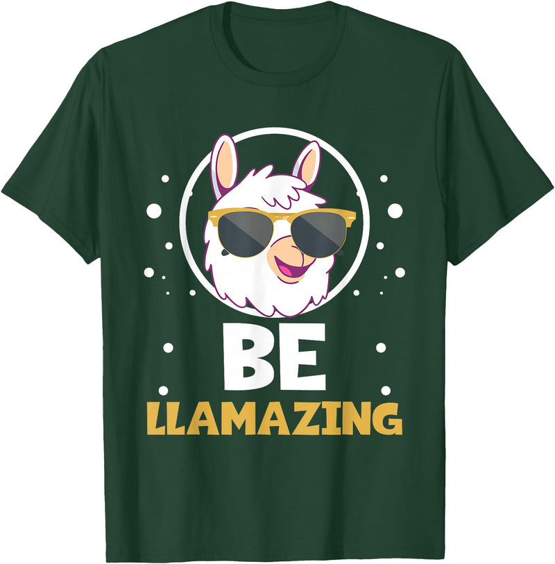 LLama Squad Shirts and Gifts Cute Amazing Llama Pun Be Llamazing Llama Lover T-Shirt - Dark Green