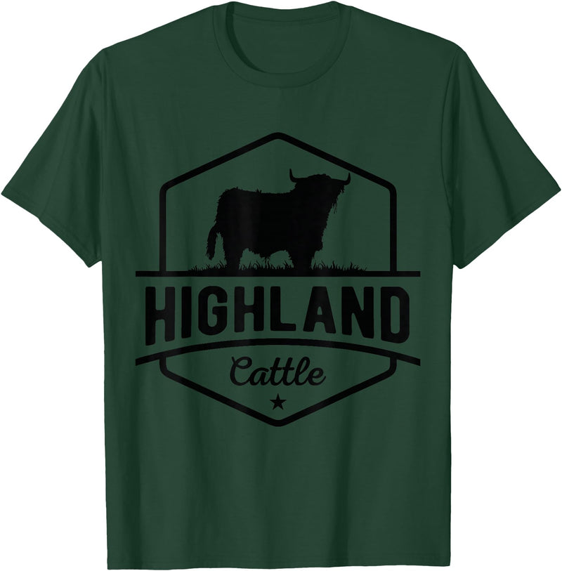Farm Highland Cow Men Cattle Clothing Agriculture Scottish Highland Cow for Cattle Farmers T-Shirt - Dark Green