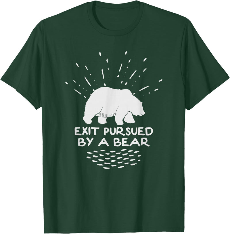 Funny Winter Tees Exit Pursued By a Bear - Funny Shakespeare - Winter Shirt T-Shirt - Dark Green