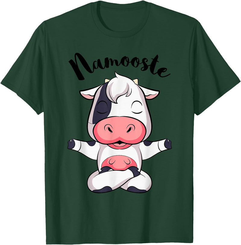 AdnDesigns Co. Funny Cow Yoga Shirts & Gifts Namoostee Cow Shirt Women Girls Cow Lover Gifts Namaste Yoga T-Shirt - Dark