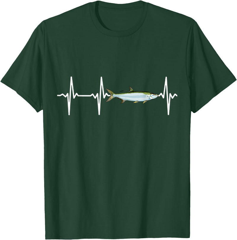 Tarpon Gift Co. Tarpon Heartbeat for Saltwater Fishing Lovers T-Shirt - Dark Green