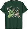 Halloween Vibes Funny Skeleton Hand Spooky Season T-Shirt - Dark Green