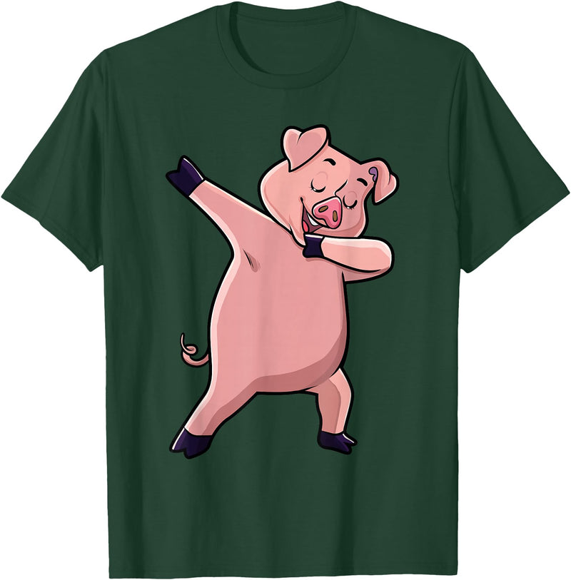 Cool Dabbing Animals Gift Shop Dabbing Pig Farm Animal Lover Farmer Men Women Kids T-Shirt - Dark Green
