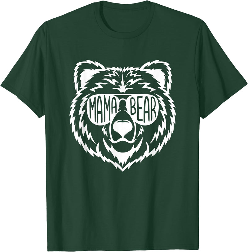 Funny Mothers Mama Bear Face Mama Bear Face Sunglasses Mother Mom Mommy T-Shirt - Dark Green