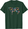 Cow Floral Silhouette Cattle Farm Lover Floral Cow Silhouette Womens Girls Cow Farm Animal T-Shirt - Dark Green