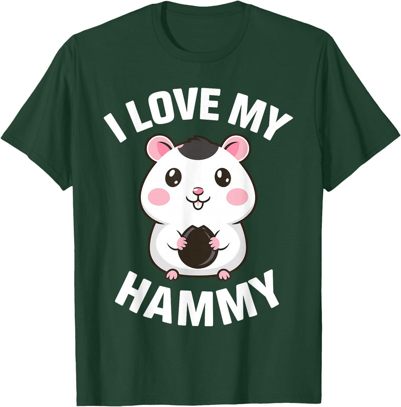 Cute Hamster Design for Men Women Kids Pet Hamster Lovers T-Shirt - Dark Green