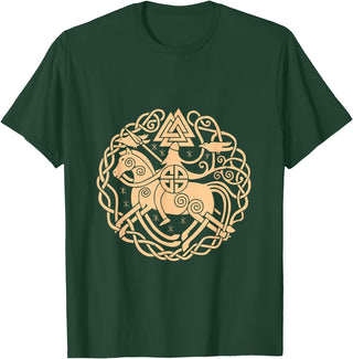 Thor Scandinavia Axe Celtic Raven Runes Norway Viking Symbols Horse Valhalla Scandinavia Raven Gift T-Shirt - Dark Green