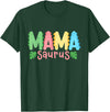 Kids Dinosaur Birthday Party Squad Outfit Mama Saurus Children's Dinosaur Birthday Party Family Matching T-Shirt - Dark Green