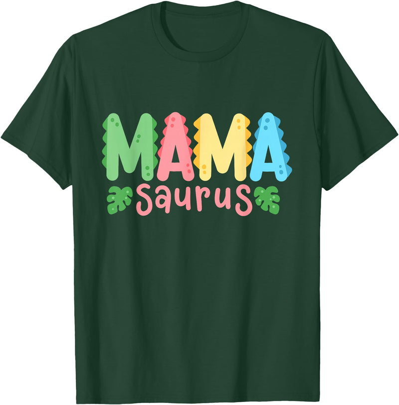 Kids Dinosaur Birthday Party Squad Outfit Mama Saurus Children's Dinosaur Birthday Party Family Matching T-Shirt - Dark Green