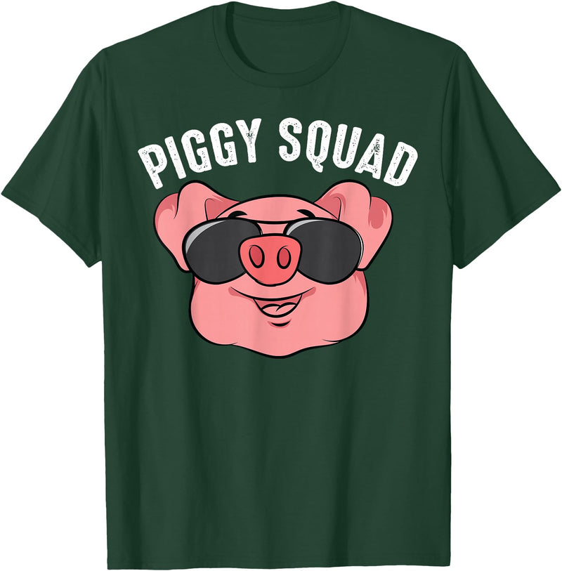 Cool Lucky Swine Fans Party Girl Boy Pork Team Art Piggy Squad | Cute Pig Farmer Animal Lovers Funny Farm Gift T-Shirt - Dark Green