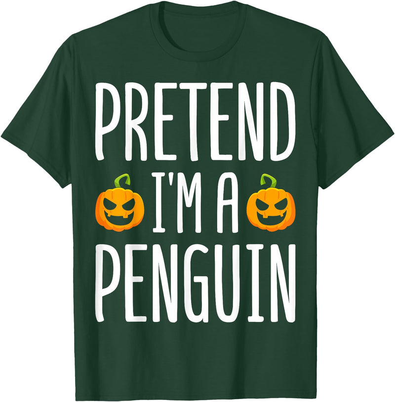 Penguin Halloween Gifts Co. Pretend I’m A Penguin Pumpkin Halloween Costume T-Shirt - Dark Green
