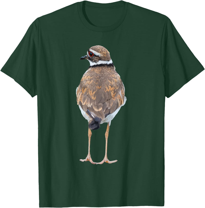 BJD Birds Killdeer Cute Graphic Print T-Shirt Bird Gift Bird Lover T-Shirt - Dark Green
