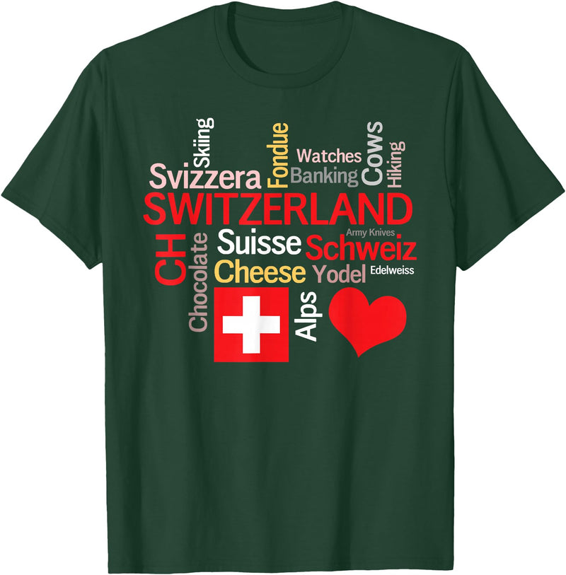 Simply Swiss Why I Love Switzerland T-Shirt - Dark Green