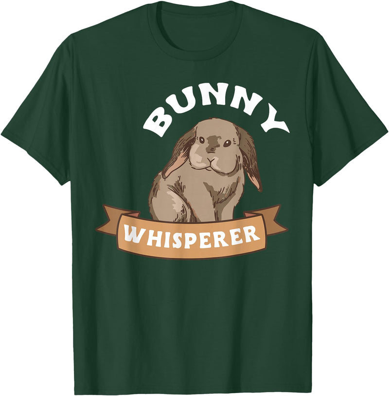 Cute Bunny Whisperer Lover Bunny Graphic T-Shirt in Dark Green