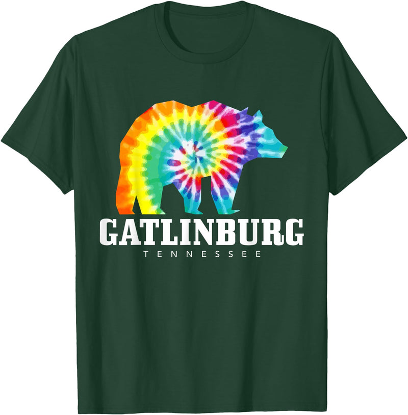 Gatlinburg Tennessee - Bear Tie Dye Gatlinburg Tennessee Bear Tie Dye Vintage Retro T-Shirt - Dark Green