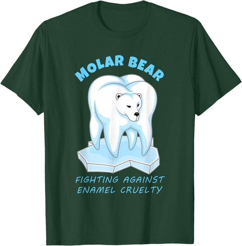 Polar Bear Tooth Tees Molar Bear - Funny Dental Polar Bear Pun T-Shirt T-Shirt - Dark Green