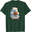 Book Lovers Polar Bear reading Books Cute Polar Bear is reading a Book, Reading Polar Bear T-Shirt - Dark Green