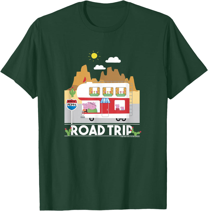 Peppa Pig Visits America Road Trip V2 T-Shirt - Dark Green