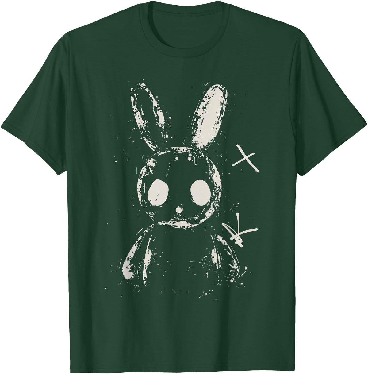 Creepy Cute Bunny Rabbit Alt Goth Grunge Horror Aesthetic T-Shirt in Dark Green