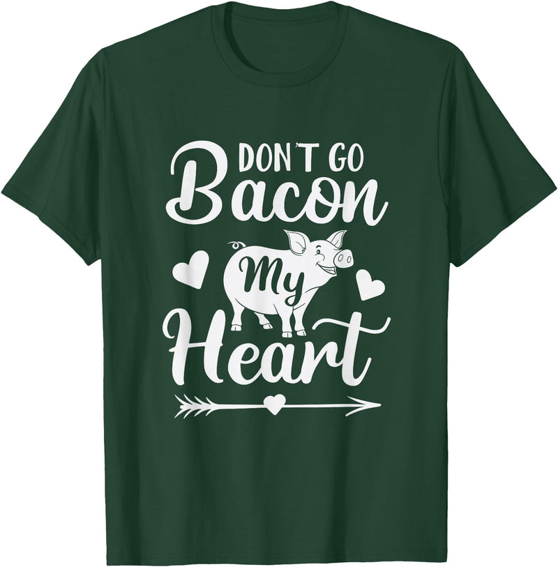 Pig Valentine Designs Don't Go Bacon My Heart Funny Valentine's Day Pig Lover T-Shirt - Dark Green