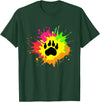 Furry Fandom Shirt by Crush Retro Furry Shirt Rainbow Bear Fursona Wolf Paw Print Gifts T-Shirt - Dark Green