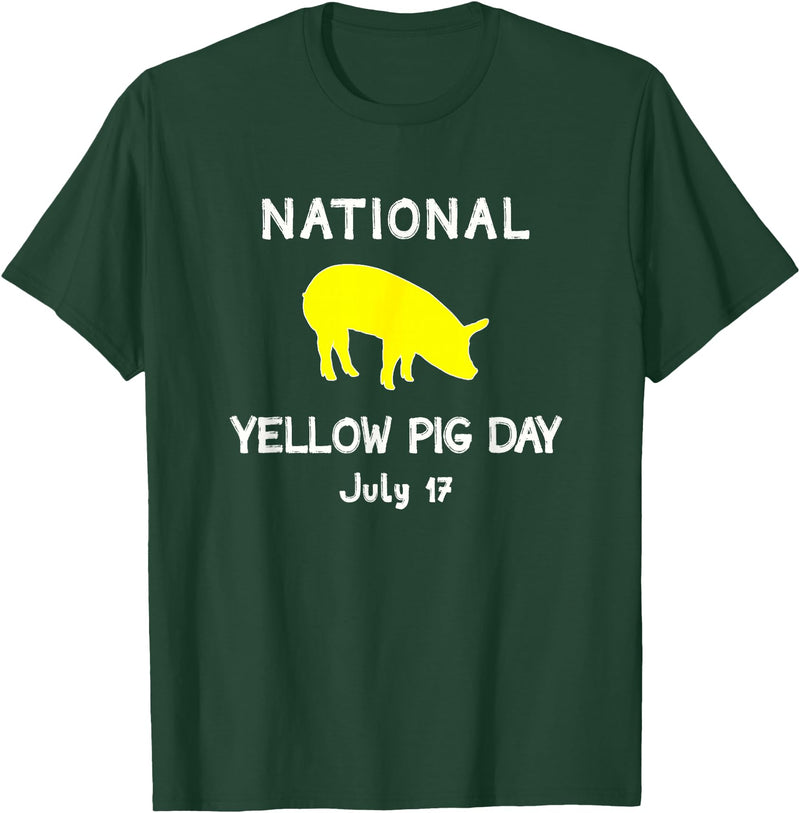 Porker Apparel Co National Yellow Pig Day T-Shirt - Dark Green