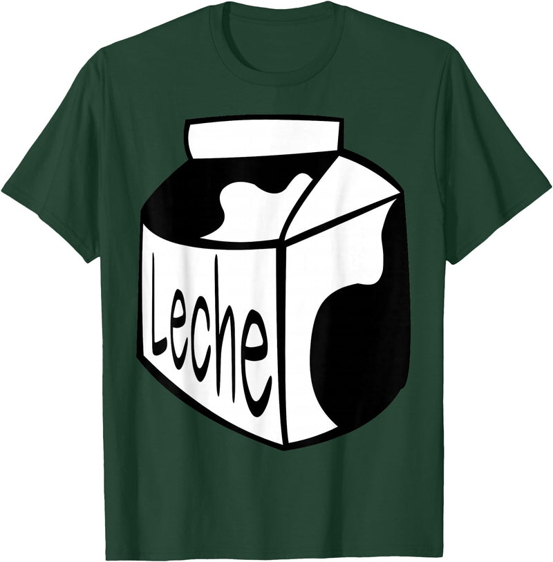 Clever Witty Milk Designs Leche Spanish Milk Carton Dairy Lover T-Shirt - Dark Green