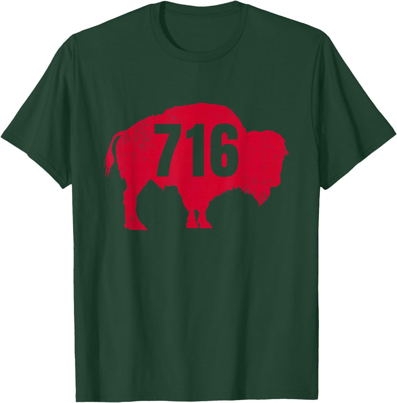 EmmaLoo Tees Buffalo New York BFLO B-Lo WNY Shirts 716 Area Code Buffalo New York BFLO WNY T-Shirt T-Shirt - Dark Green