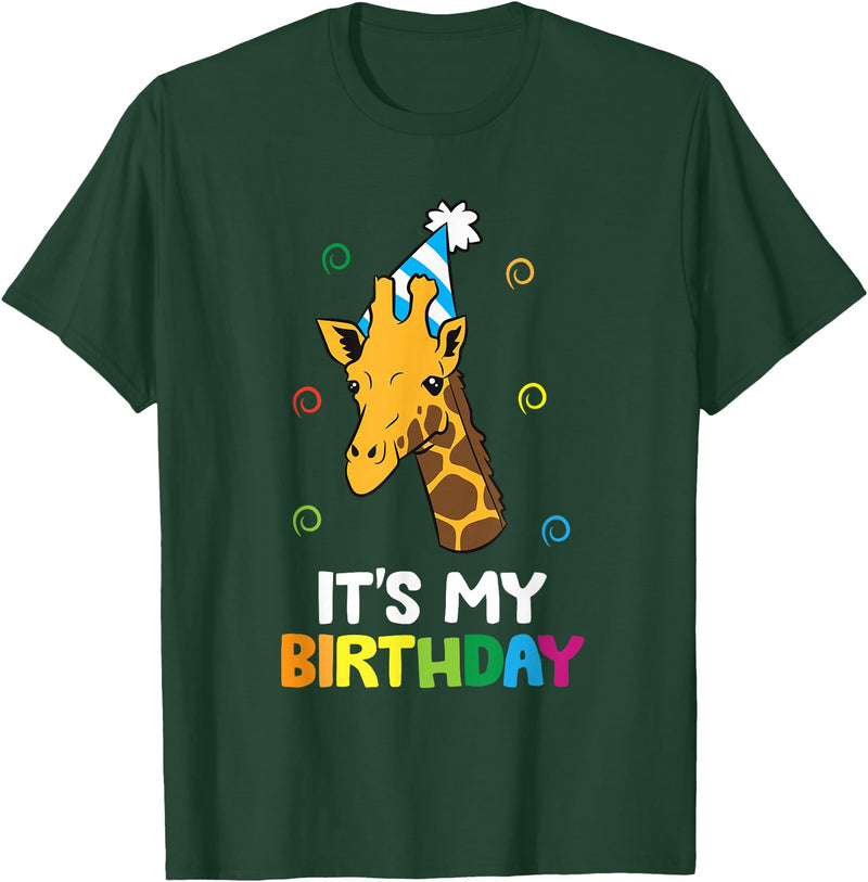 Giraffe Lover Gifts And Tees Giraffe Birthday It's My Birthday Funny Giraffe T-Shirt - Dark Green