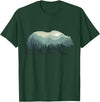 Outdoors Gift Ideas Camping Stuff Men Graphic Tees Misty Forest Bear Silhouette Wildlife Nature Lover T-Shirt - Dark Green