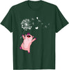 Pig Gifts For Men & Women Happy Pig Lover Kids Dandelion Nature Dancing Pig T-Shirt - Dark Green