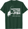 Fishing Fisherman Fisher DA0 Fishing Vintage Happiness Is A Big Fish And A Witness T-Shirt - Dark Green