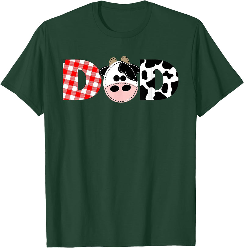 Funny Cow Mom And Dad Birthday Family Tees Dad of The Birthday for Boy Cow Farm 1st Birthday Cow Daddy T-Shirt - Dark Green