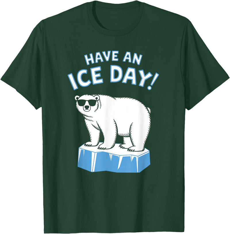 Christmas Happy Fam2024 Funny Polar Bear Have An Ice Day Snow Boys Girls Kids T-Shirt - Dark Green