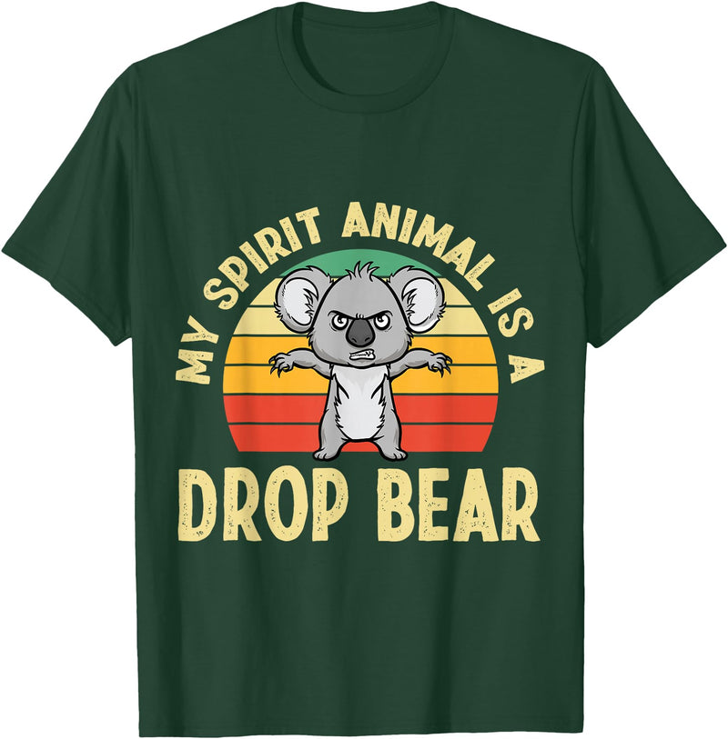 Mythical Creature Gag Gift Designs Australian Feral Koala, Spirit Animal Drop Bear T-Shirt - Dark Green