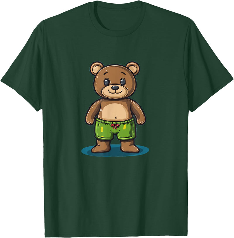 Teddy Bear swim trunks Cool Swim Trunks Teddy Bear Costume for Boys and Girls T-Shirt - Dark Green