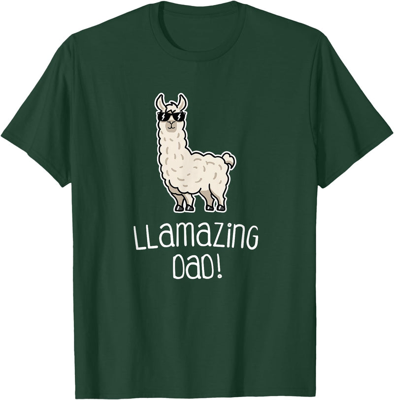 Llama Apparel Co. Dad T Shirt Llamazing Llama Father Funny Family Cool Gifts T-Shirt - Dark Green