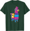 Llama Pinata Party Shop Funny Loot Llama Pinata with Yellow Saddlebag T-Shirt - Dark Green