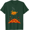 Pumpkin Dive Autumn Fall Season Gifts Pumpkin Dive Funny Fall Season Halloween Jumping Into Leaves T-Shirt - Dark Green