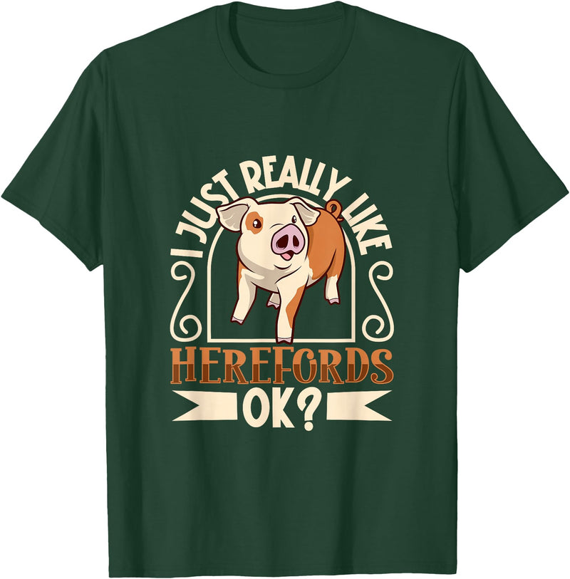 Creative Hereford Pig Designs I Love My Hereford Pig T-Shirt - Dark Green