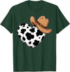 Magical and Funny Western Gifts Western Cow Print Heart Cowboy Cowgirl T-Shirt - Dark Green