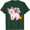 UnicornBreak Co. Piggycorn Pig Unicorn Pig Lovers T-Shirt - Dark Green