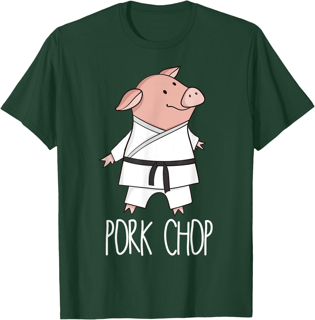 Funny Pig Pun Shirts Pork Chop - Funny Pig Animal Pun Karate T-Shirt - Dark Green