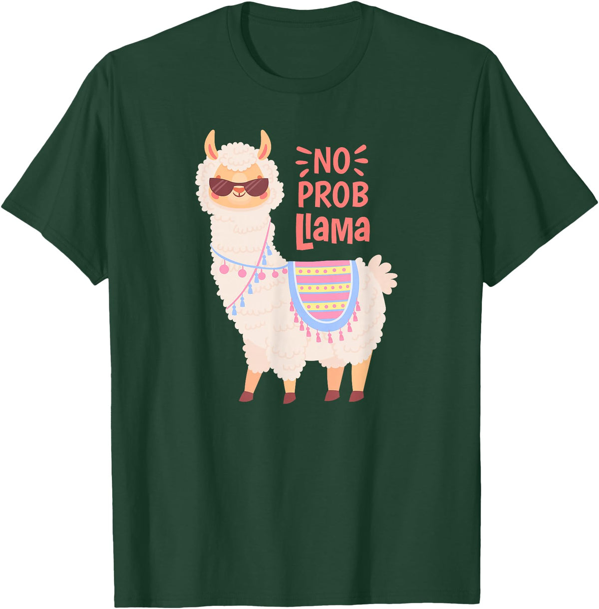 Llama & Alpaca Shirts, Cute Llama & Alpaca Outfit No ProbLlama Shirt, No Problama Shirt, Funny Alpaca Llama T-Shirt - Dark Green