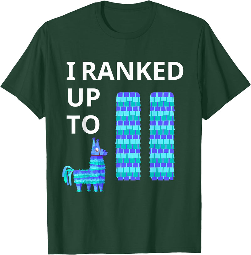 I Ranked Up To 11 Birthday Video Game Llama Piñata Birthday T-Shirt - Dark Green