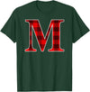 Buffalo Plaid Forever Buffalo Plaid Monogram Letter M Matching Holiday T-Shirt - Dark Green