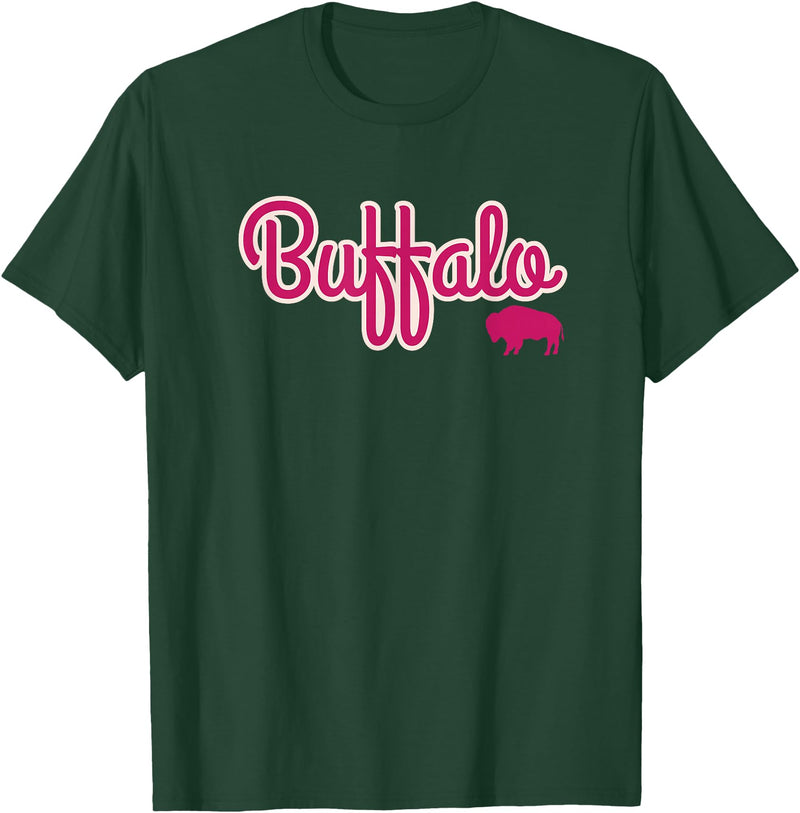 Buffalo NY Designs Buffalo NY Pink Color Logo, Buffalo Pride T-Shirt - Dark Green