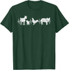 Farmer Farm Animal Lover Gifts Goat Chicken Pig Agriculture Heartbeat Farm Animals T-Shirt - Dark Green