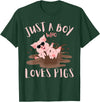 Funny Pig Lover Farm Animals Just A Boy Who Loves Pigs sunglasses In the Mud Kids Boy T-Shirt - Dark Green